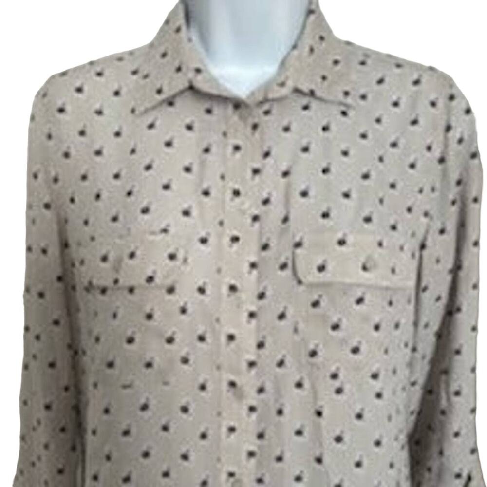 Loft Size XS Gray with Circle Pattern Sheer Polyester Blouse